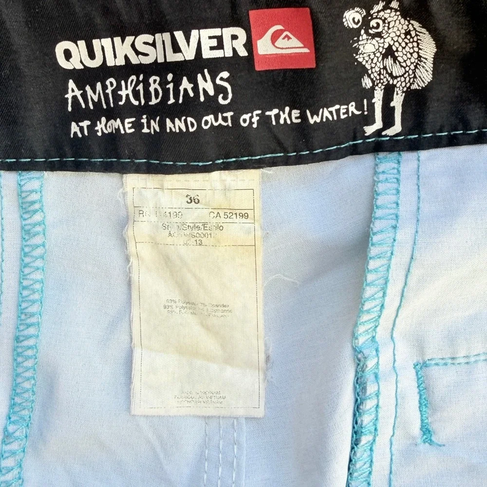 Quiksilver Amphibians Hybrid Shorts Men 36 Blue Surf Board shorts Striped great